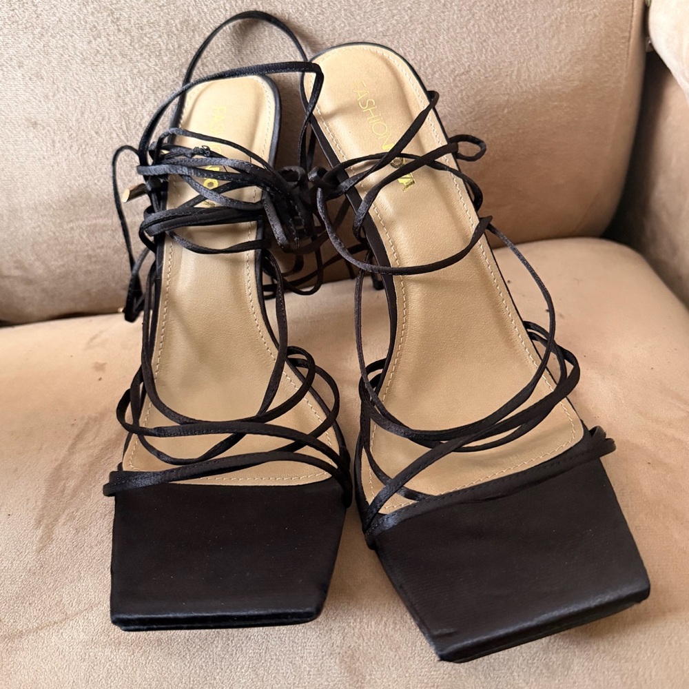 Black Lace-Up Heels
